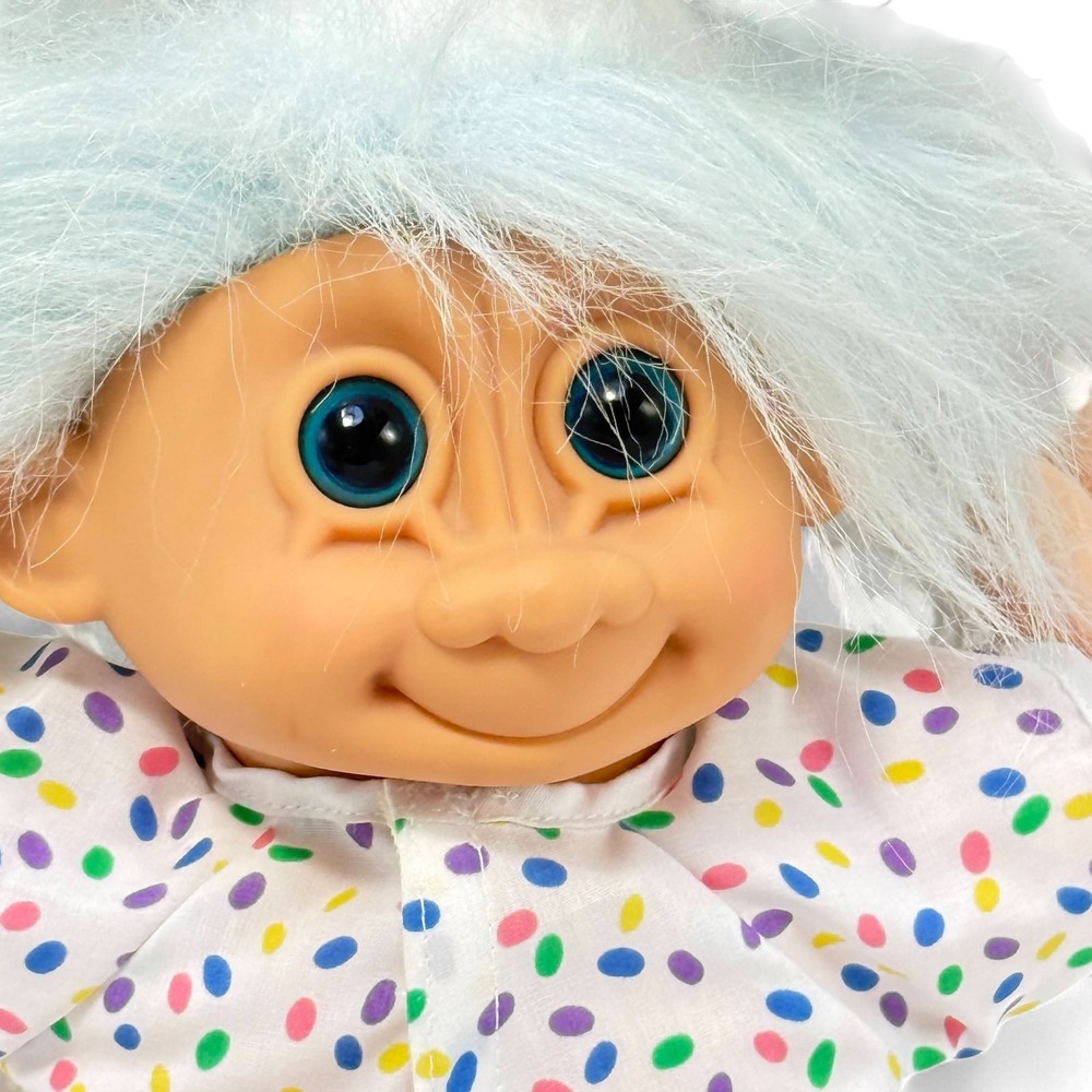 Russ Troll Doll Lot 2 Baby Trolls Rabbit Polka Dot & Nightcap Pink 12 in - Picture 5 of 16